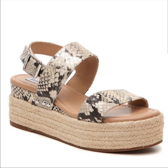 Steve Madden Shoes | Steve Madden | Fifer Snakeskin Print Wedge Espadrille Platform Sandals Womens 8 | Color: Black/Brown | Size: 8 | Pm-83779143's